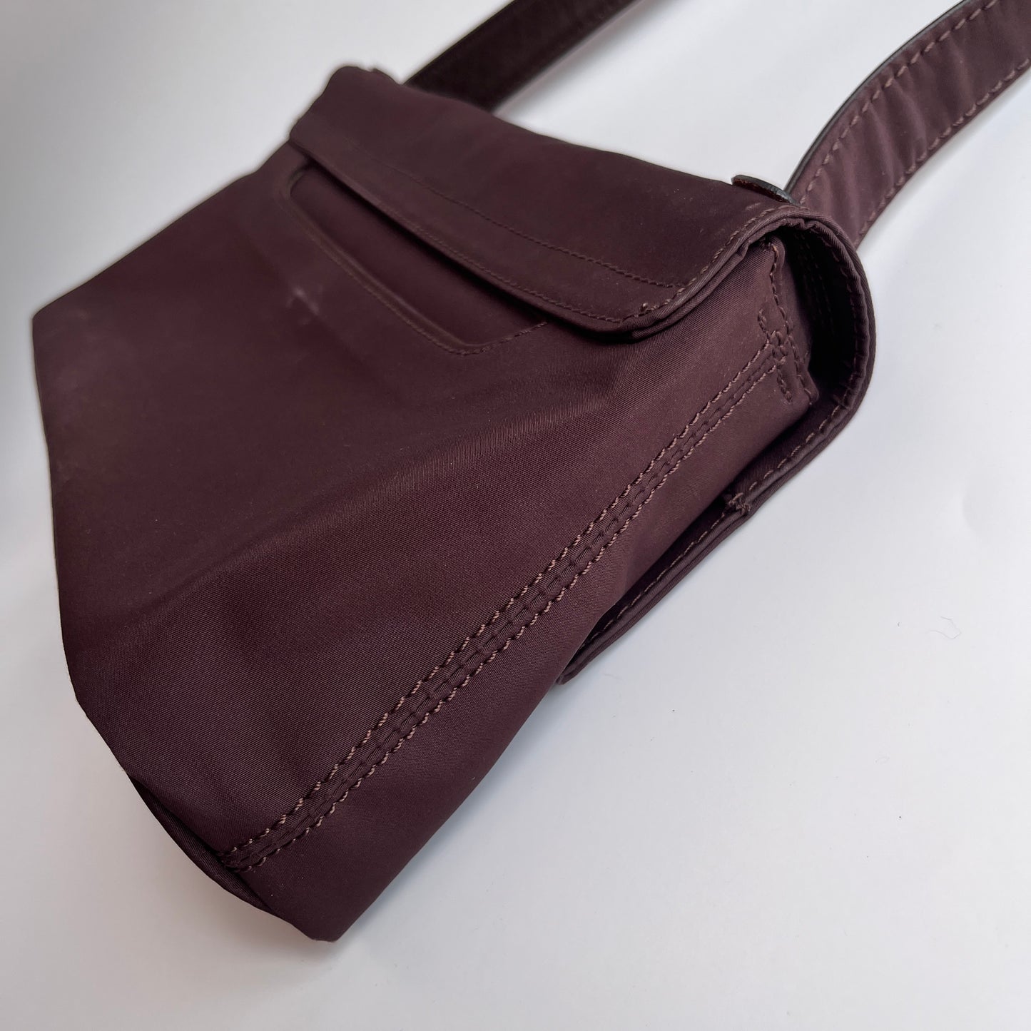 Moschino Vintage Brown Baguette Nylon Shoulder Bag
