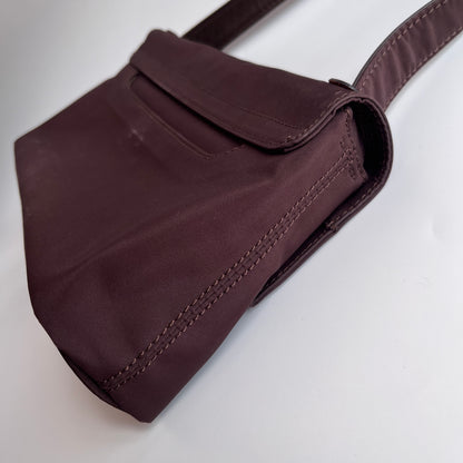 Moschino Vintage Brown Baguette Nylon Shoulder Bag