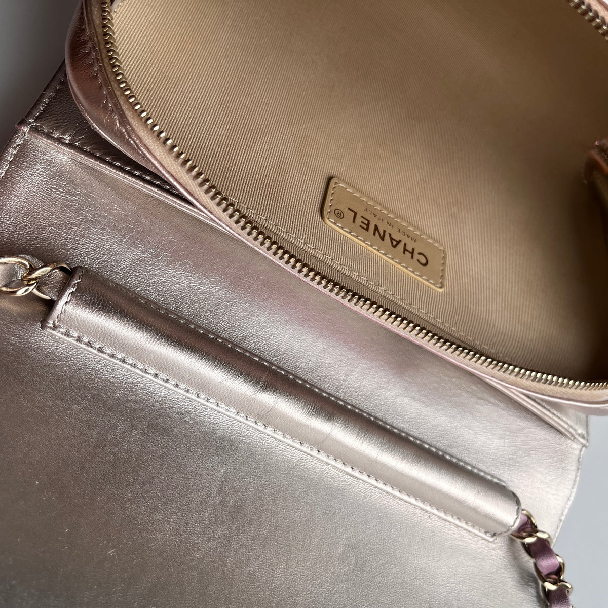 Chanel Quilted Gradient Metallic Lambskin Like A Wallet Flap Crossbody Bag