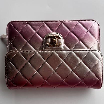Chanel Quilted Gradient Metallic Lambskin Like A Wallet Flap Crossbody Bag
