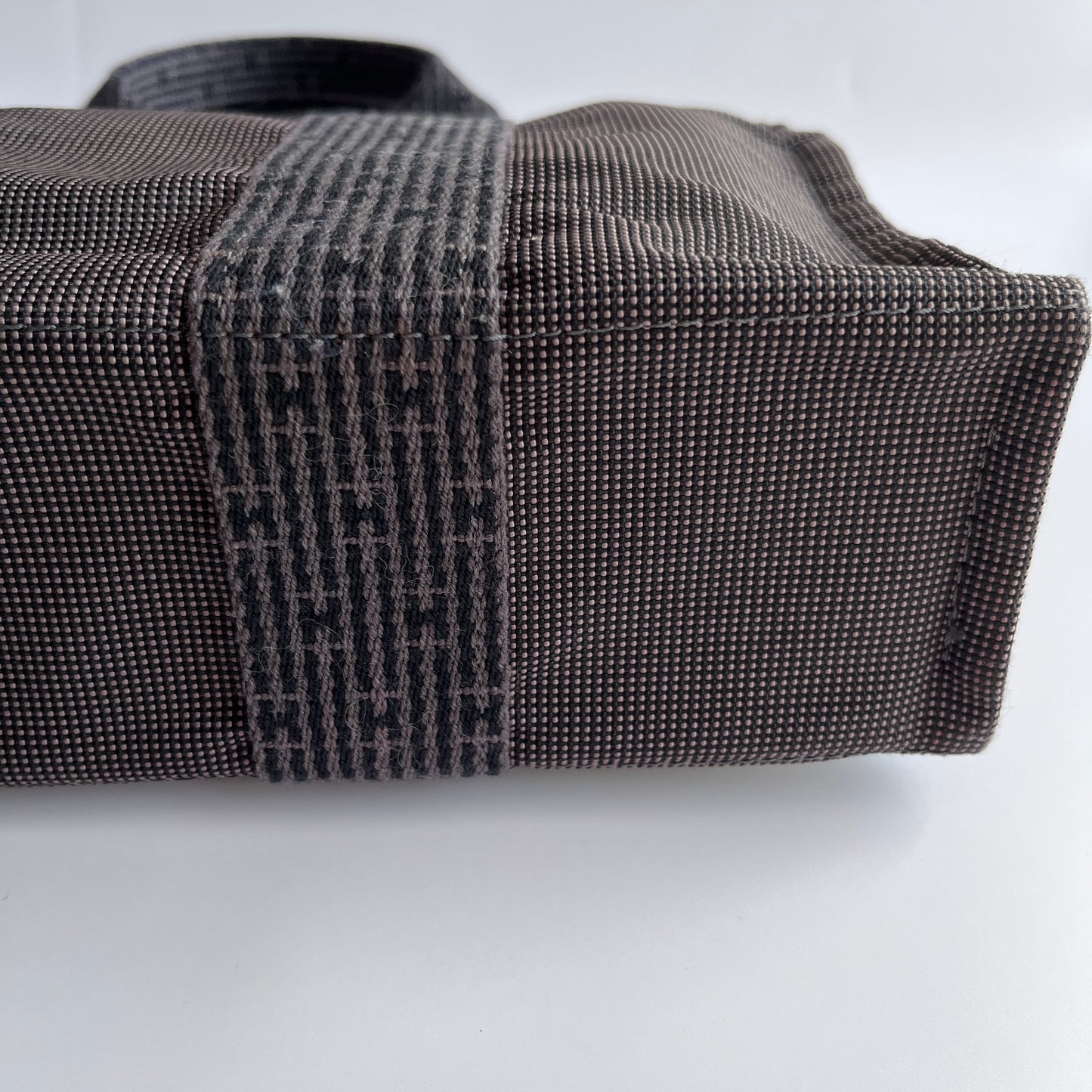 Hermes Herline PM Gray Canvas Tote Bag