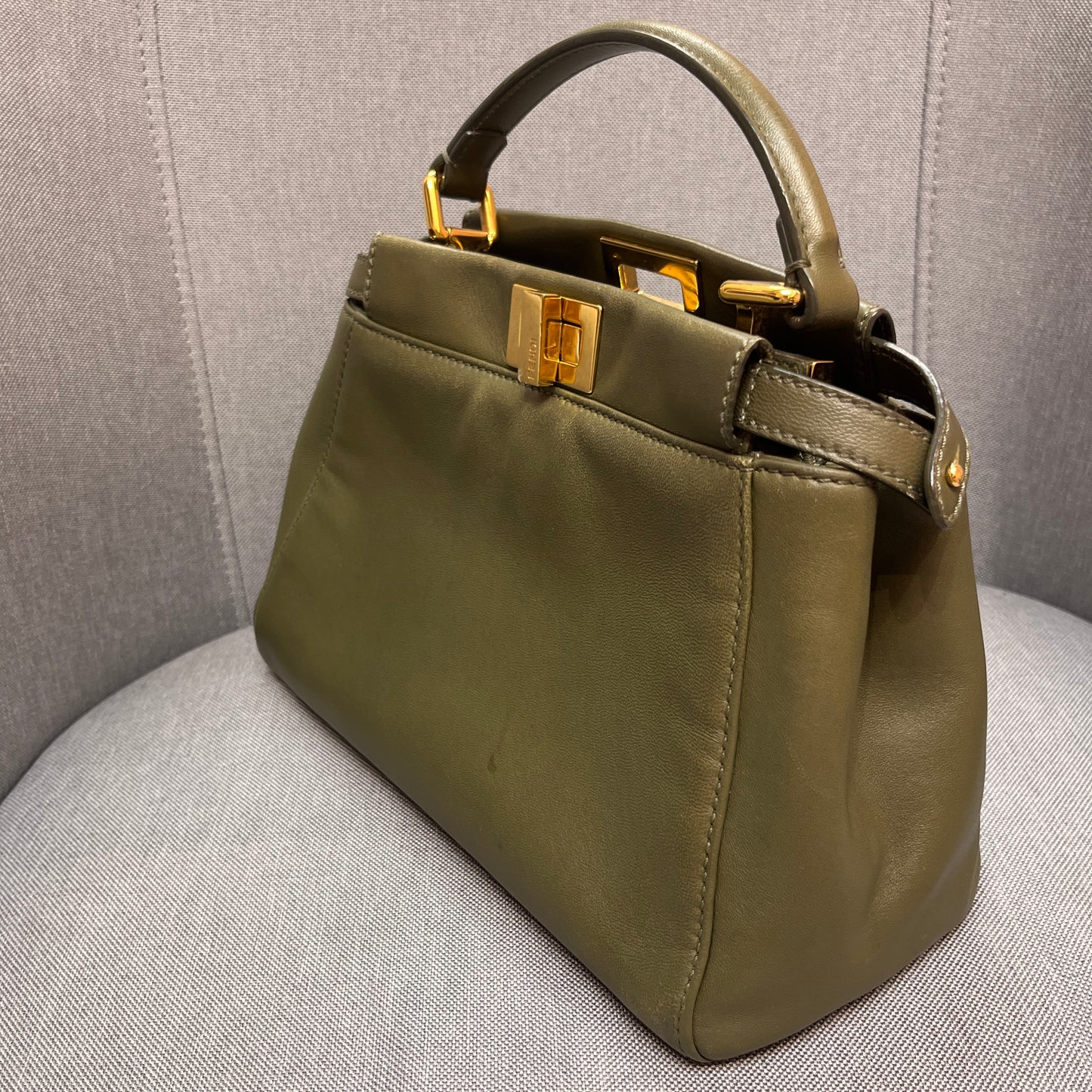 Fendi Peekaboo Mini Olive Green Crossbody Bag