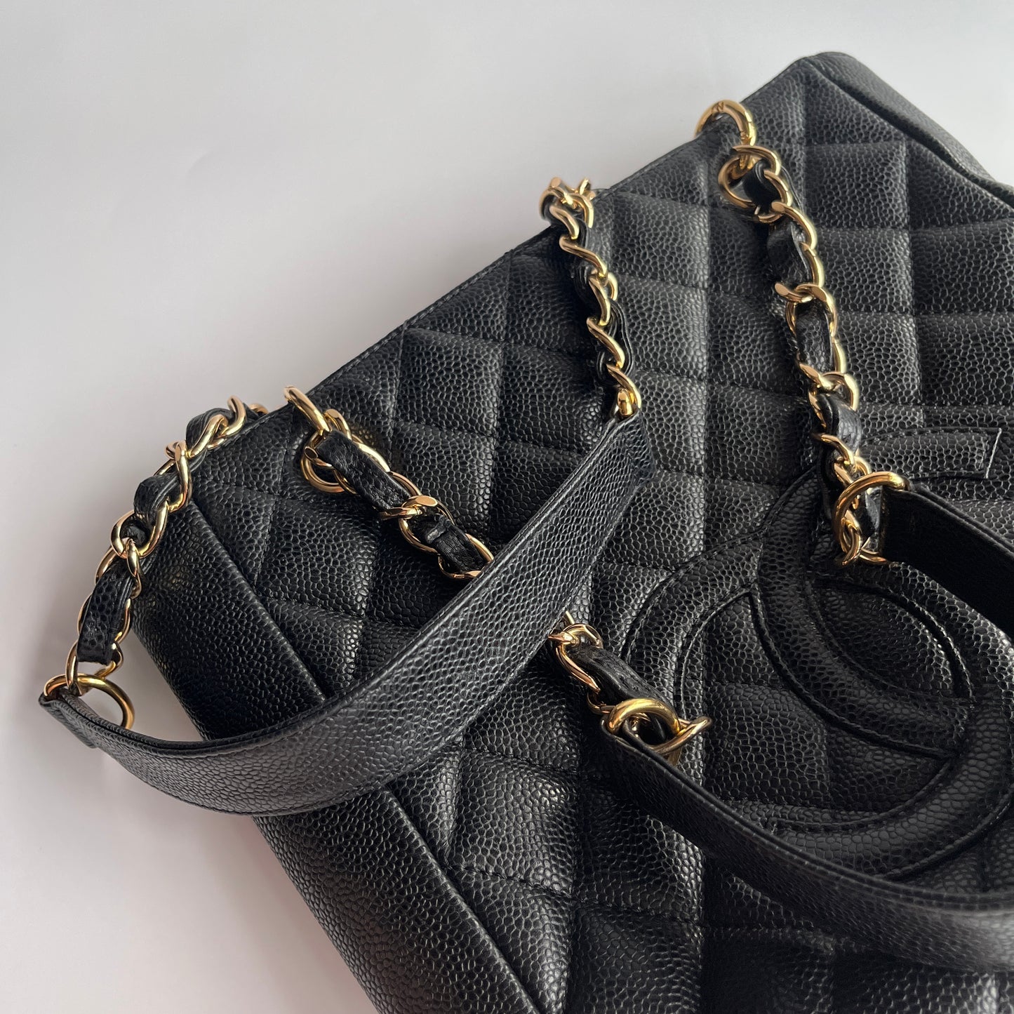 Chanel Vintage Black Caviar PST Tote Bag