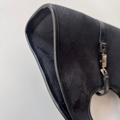 Gucci Vintage Black Jackie Canvas Shoulder Bag