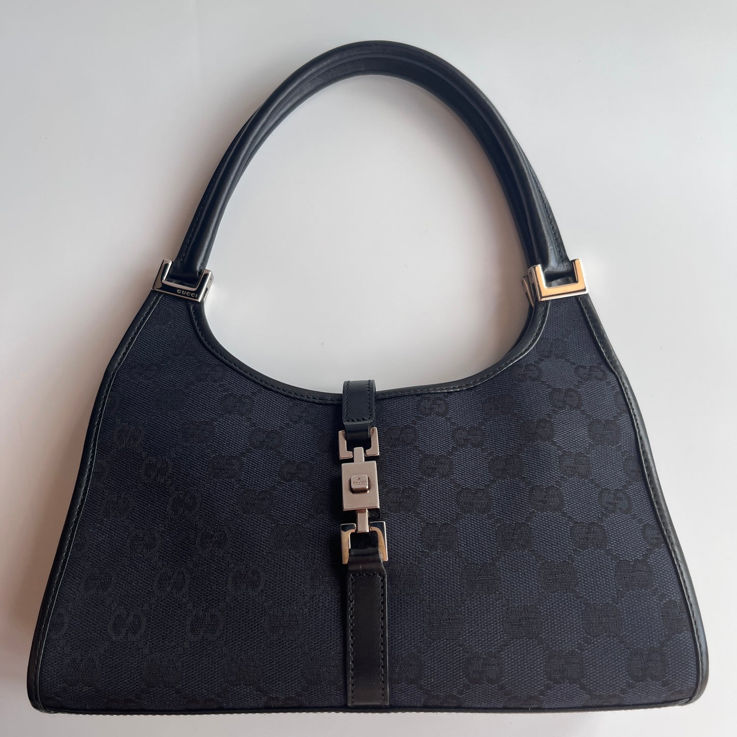 Gucci Vintage Black Jackie Canvas Shoulder Bag