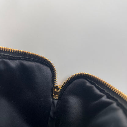 Miu Miu Black Goatskin Madras Double Zip Pochette Clutch