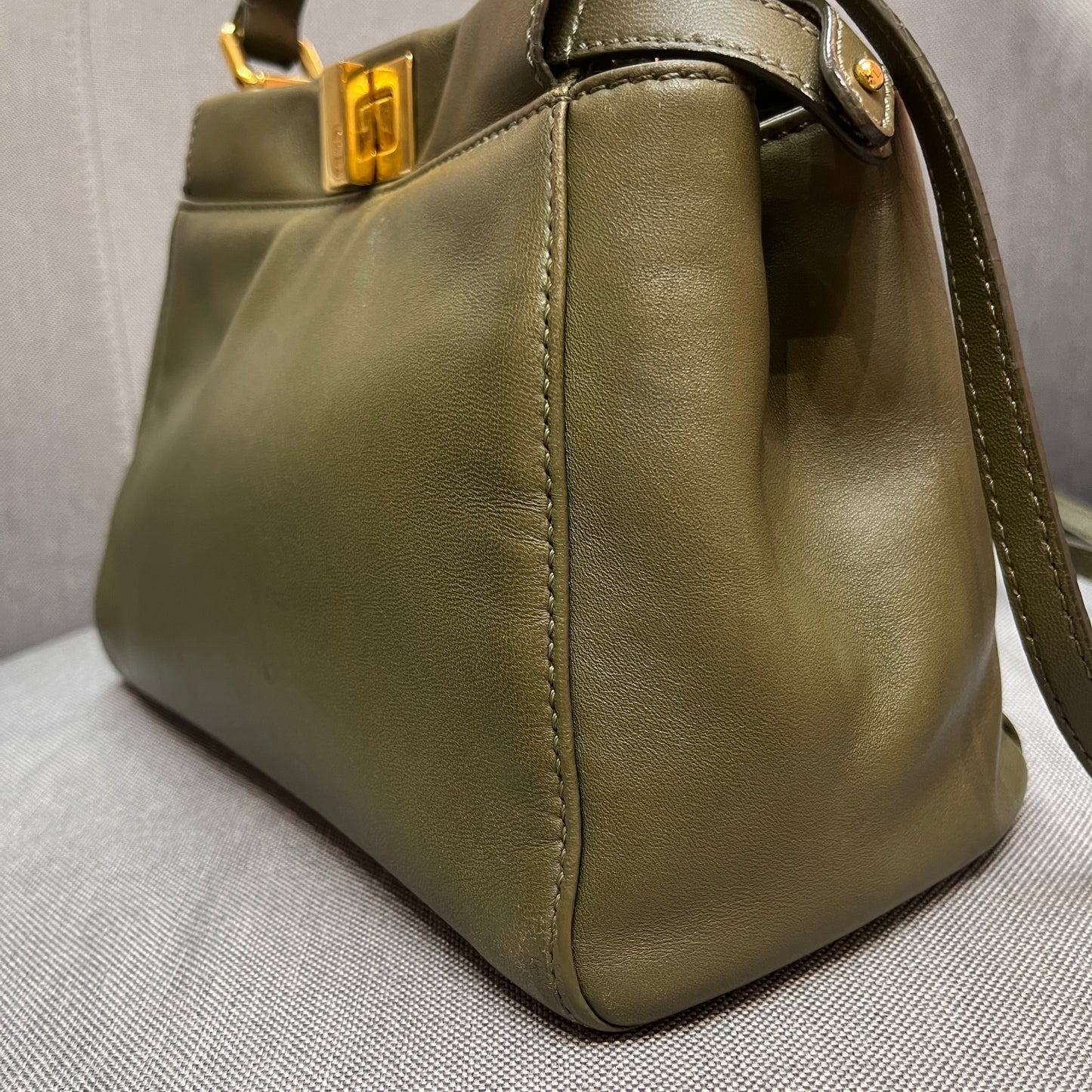 Fendi Peekaboo Mini Olive Green Crossbody Bag