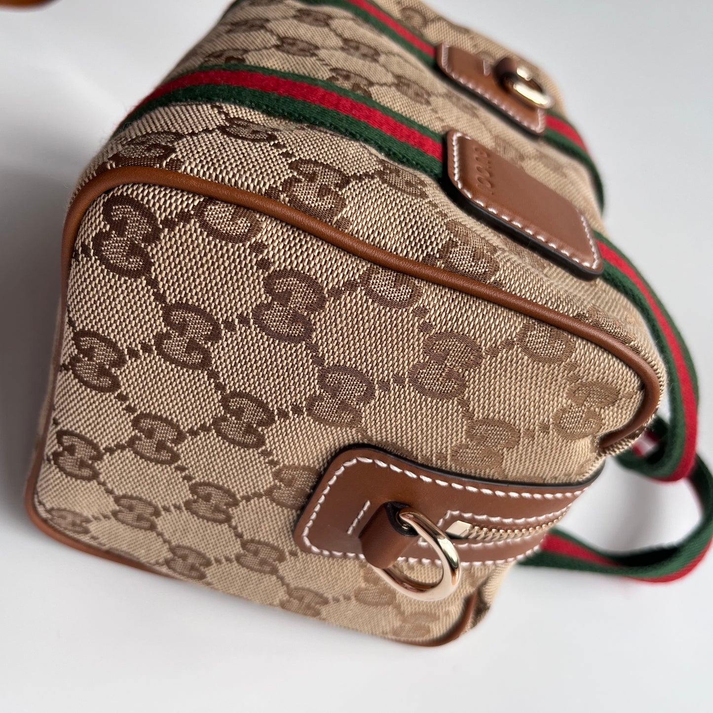 Gucci Canvas Mini Boston Crossbody Bag