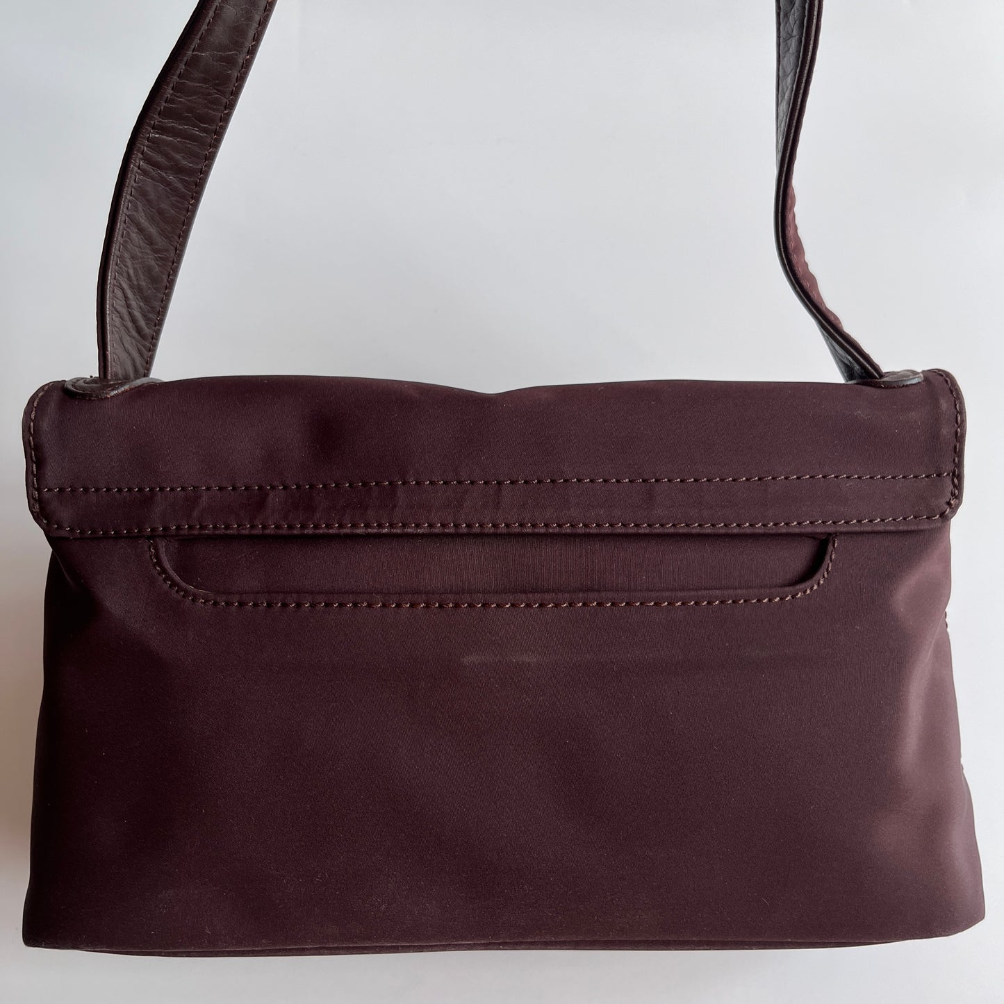 Moschino Vintage Brown Baguette Nylon Shoulder Bag