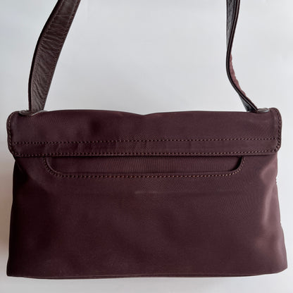 Moschino Vintage Brown Baguette Nylon Shoulder Bag
