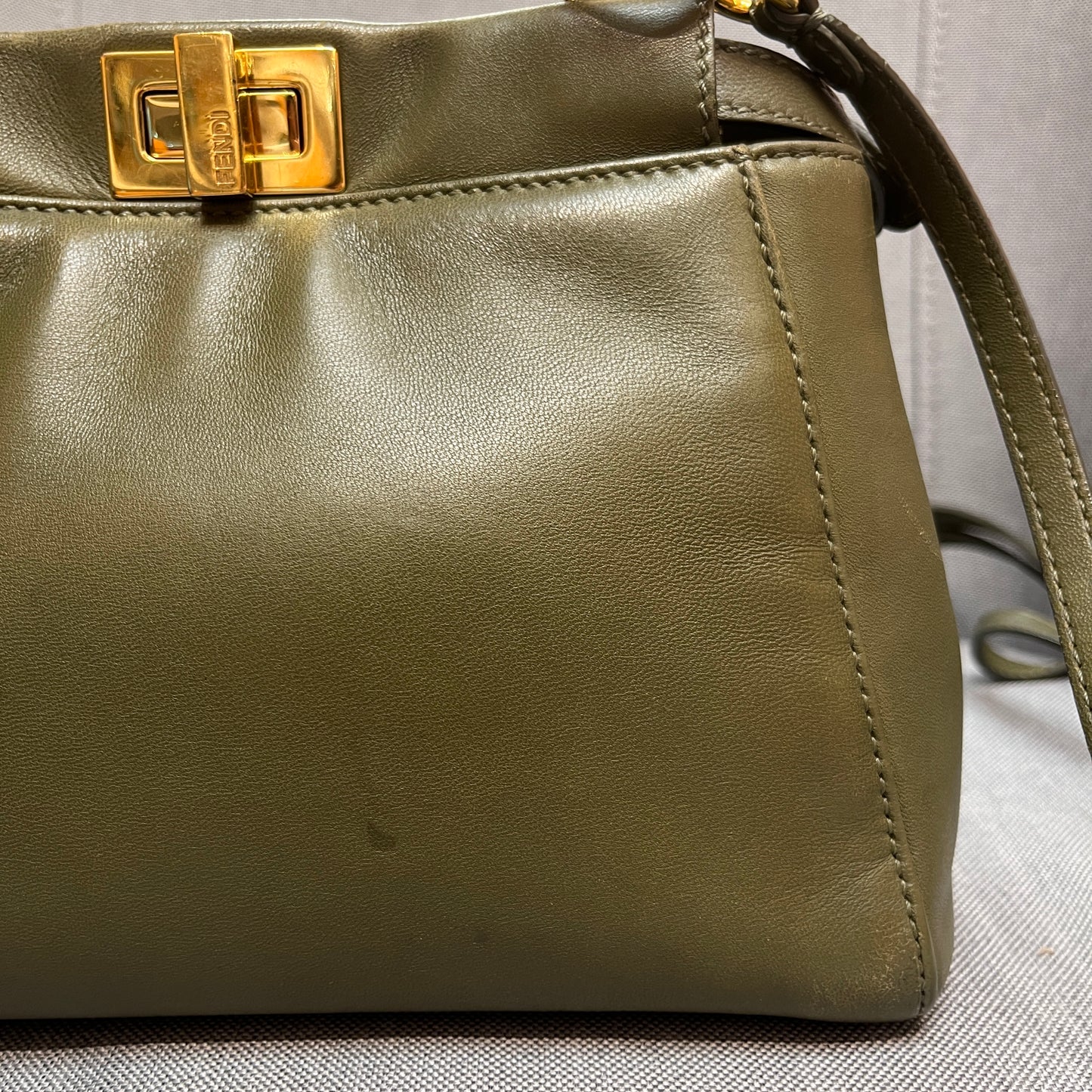 Fendi Peekaboo Mini Olive Green Crossbody Bag