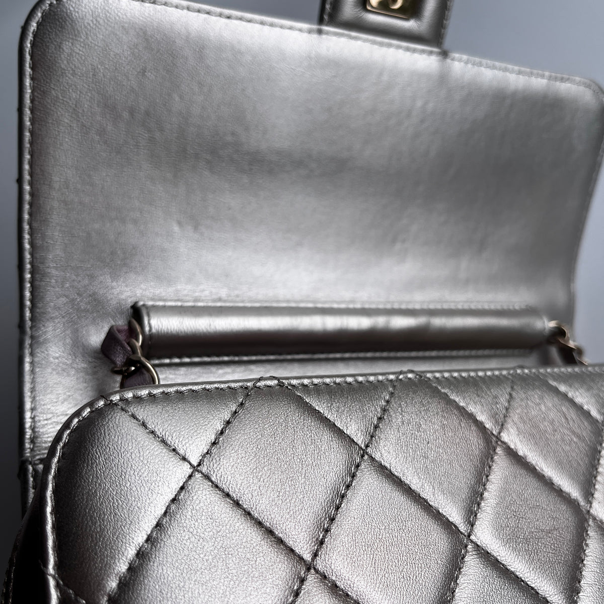 Chanel Quilted Gradient Metallic Lambskin Like A Wallet Flap Crossbody Bag