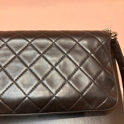 Chanel Boy East West Flap Black Leather Crossbody Clutch Bag