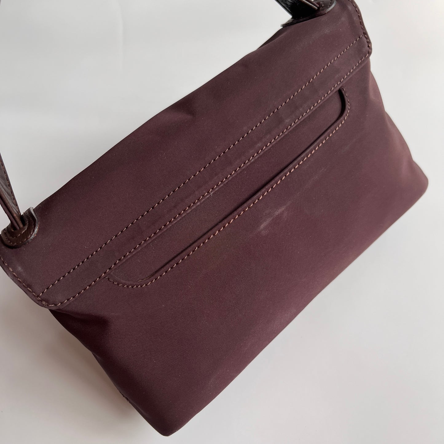 Moschino Vintage Brown Baguette Nylon Shoulder Bag
