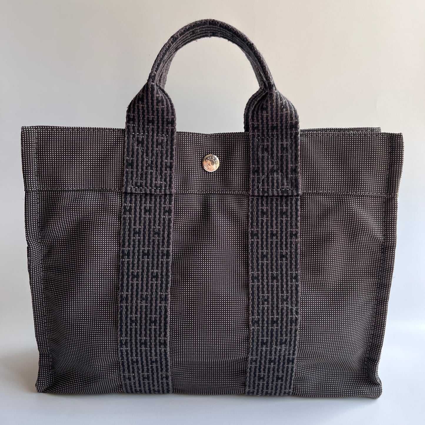 Hermes Herline PM Gray Canvas Tote Bag
