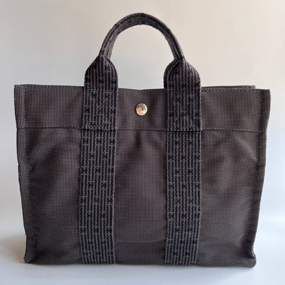 Hermes Herline PM Gray Canvas Tote Bag