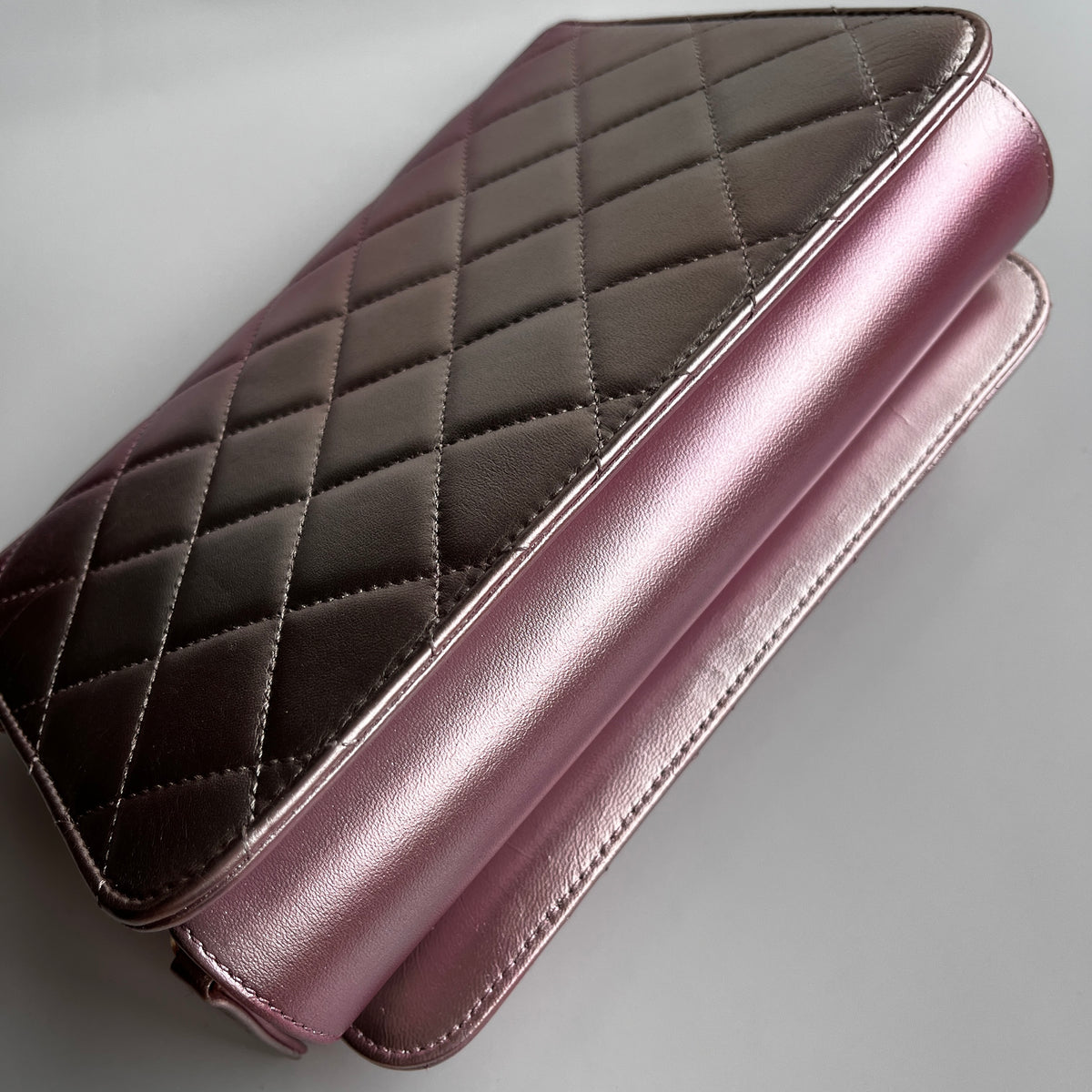 Chanel Quilted Gradient Metallic Lambskin Like A Wallet Flap Crossbody Bag
