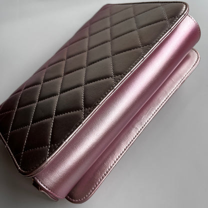 Chanel Quilted Gradient Metallic Lambskin Like A Wallet Flap Crossbody Bag
