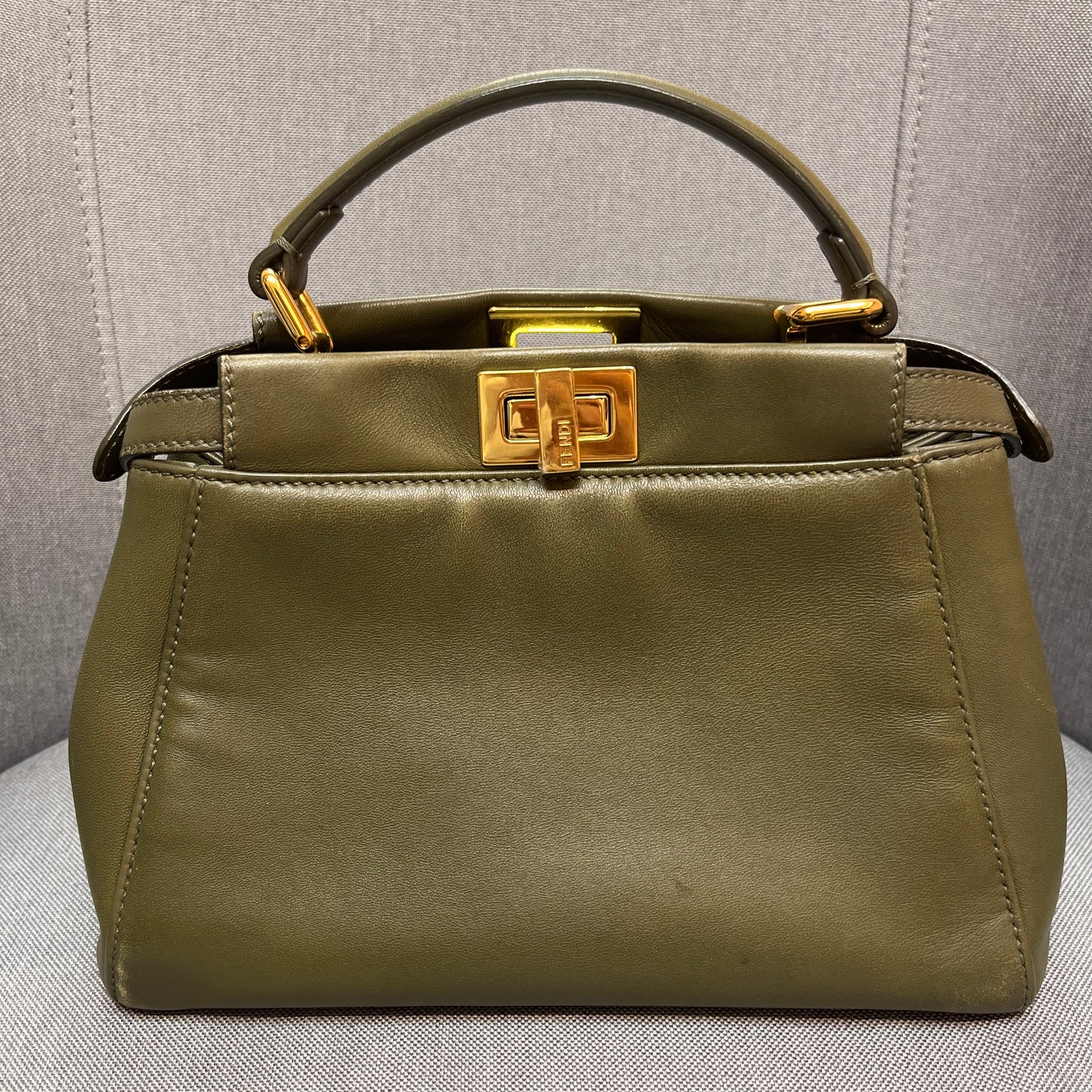 Fendi Peekaboo Mini Olive Green Crossbody Bag