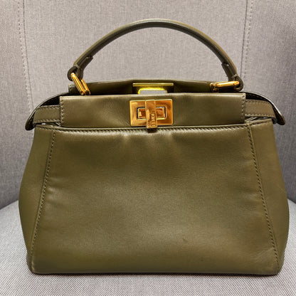 Fendi Peekaboo Mini Olive Green Crossbody Bag