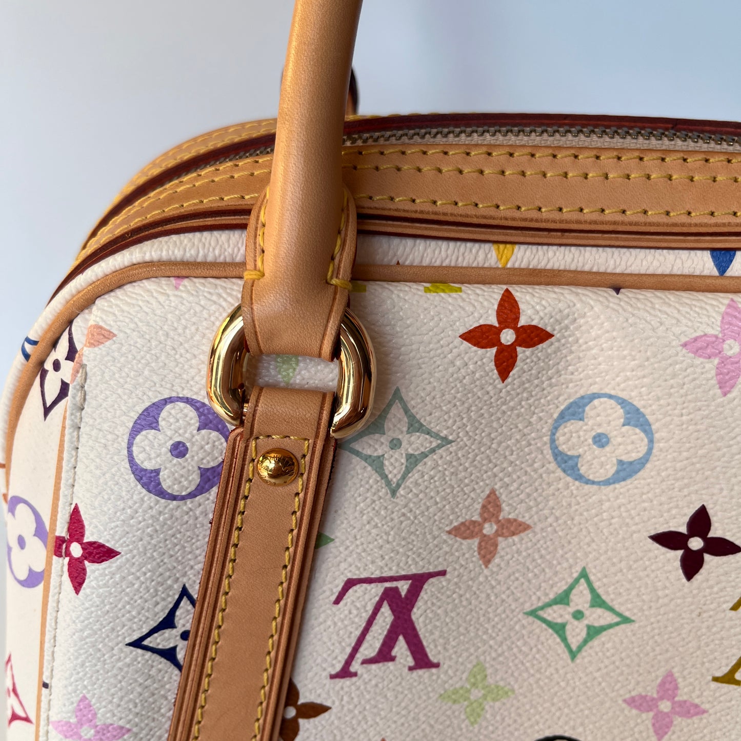Louis Vuitton x Takashi Murakami White Multicolor Priscilla Handbag