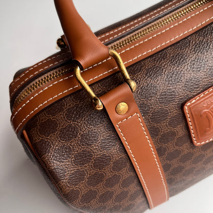 Celine Vintage Macadam Coated Canvas Boston Bag