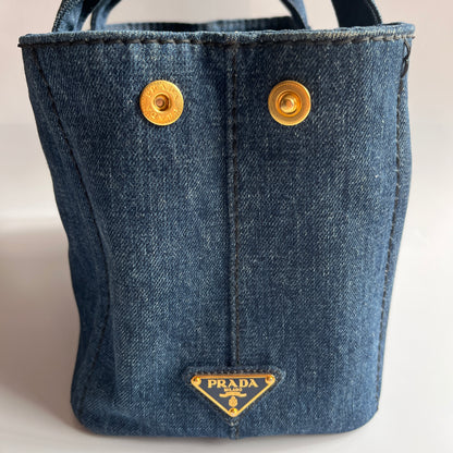 Prada Blue Denim Canapa Top Handle Bag