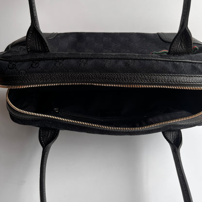 Gucci Princy Black Canvas Sherry Line Shoulder Bag