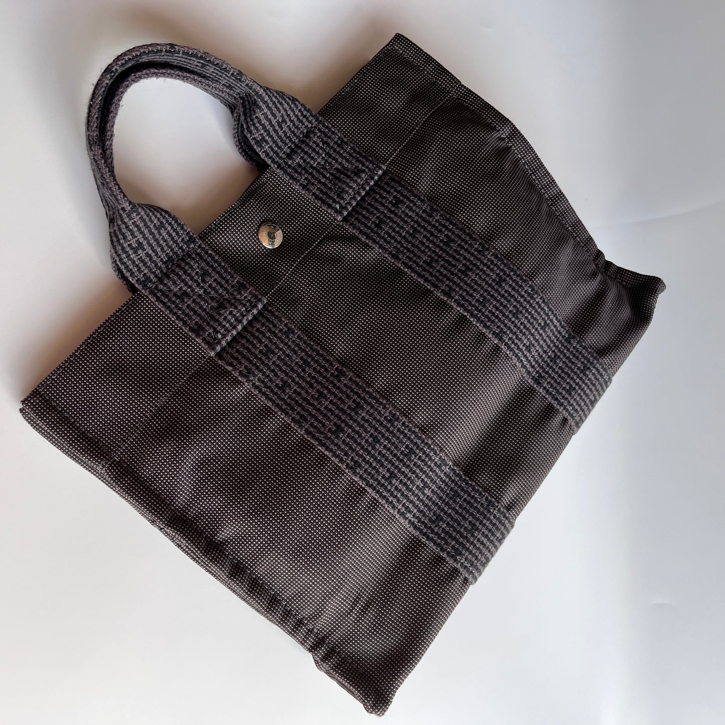 Hermes Herline PM Gray Canvas Tote Bag