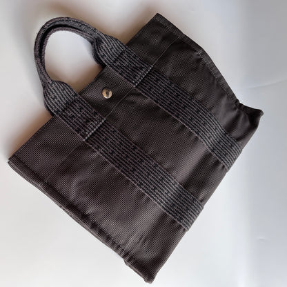 Hermes Herline PM Gray Canvas Tote Bag