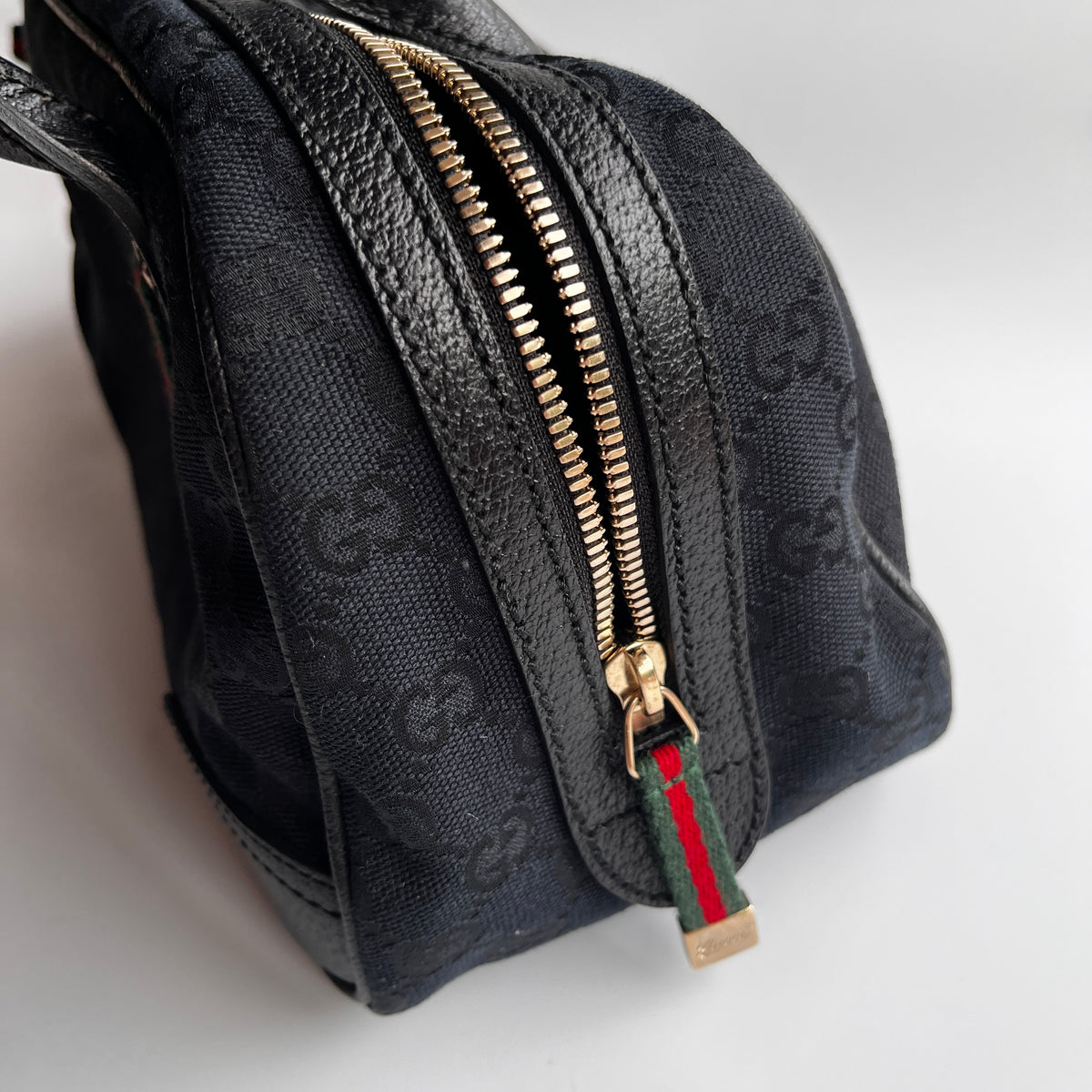 Gucci Princy Black Canvas Sherry Line Shoulder Bag