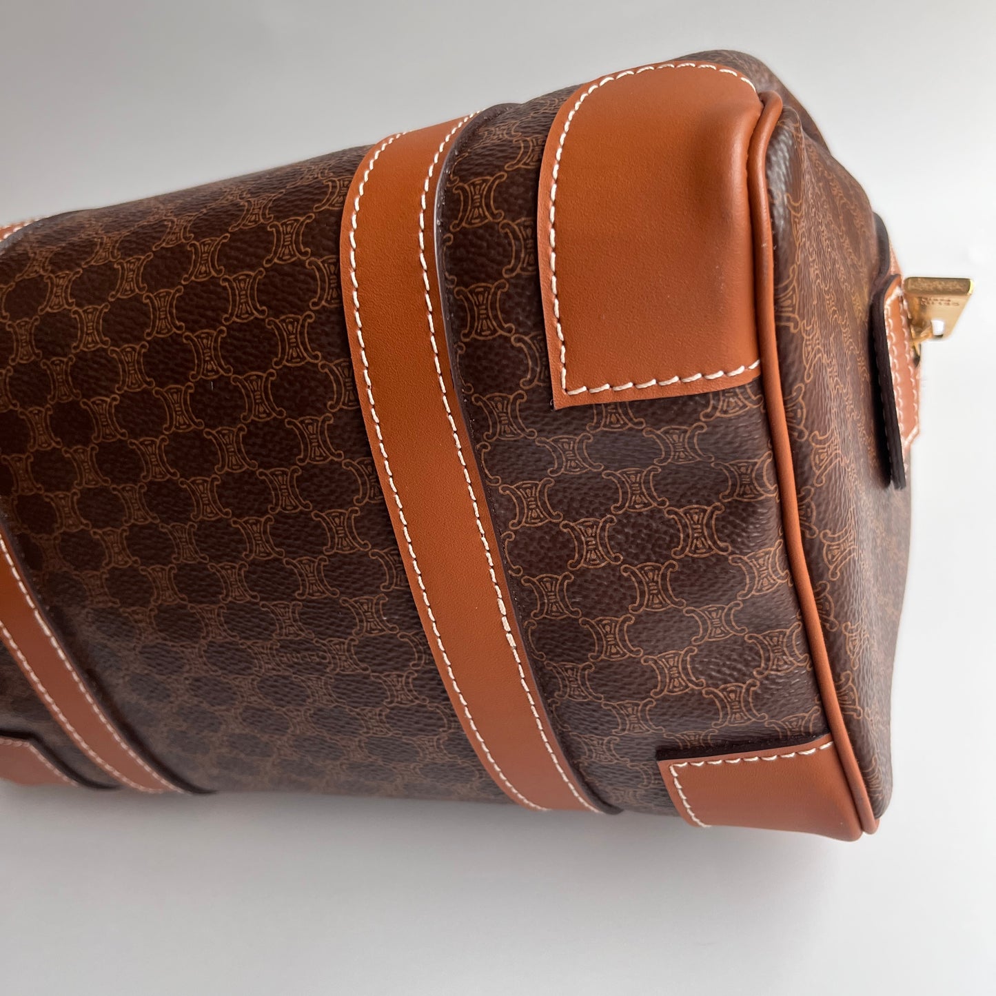 Celine Vintage Macadam Coated Canvas Boston Bag