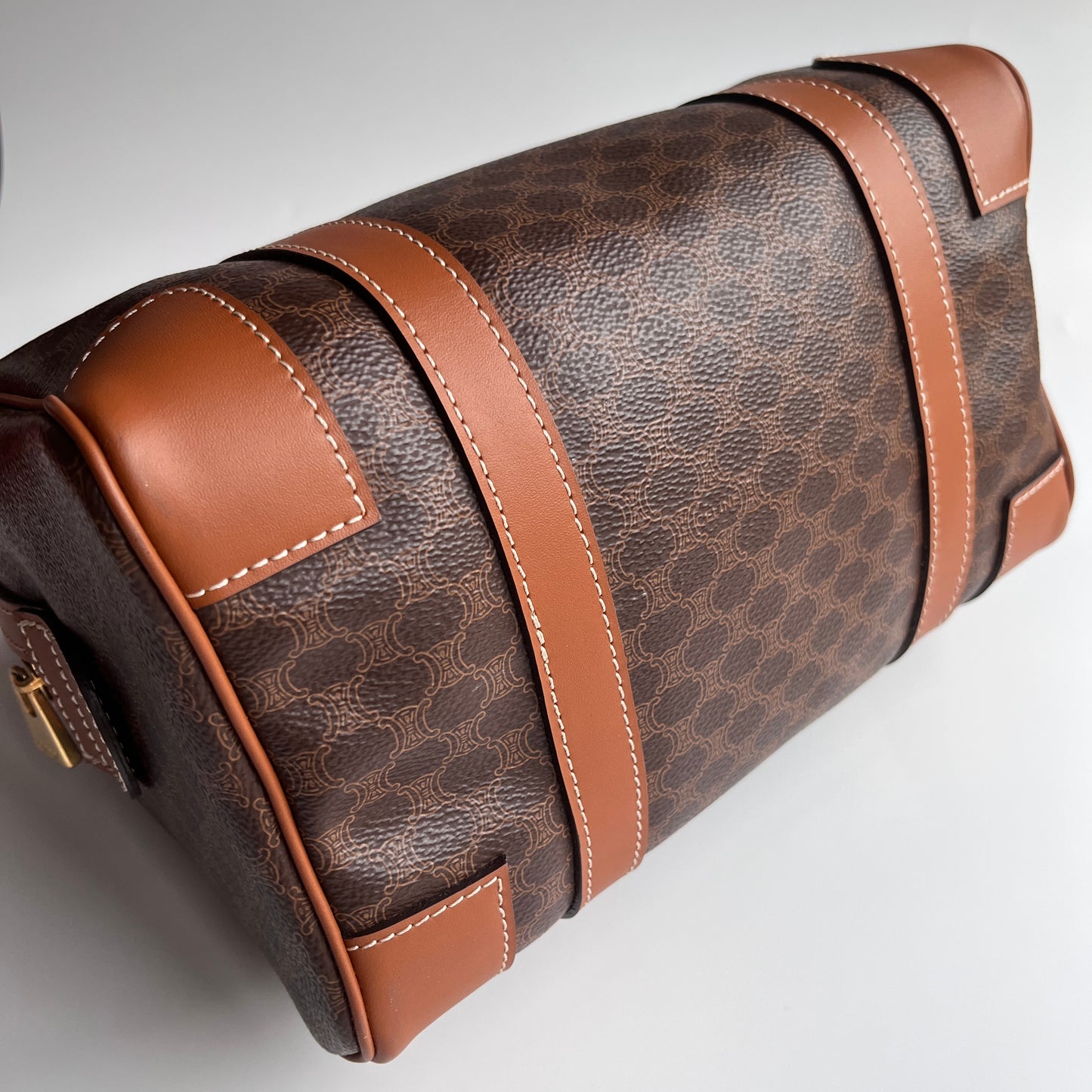 Celine Vintage Macadam Coated Canvas Boston Bag