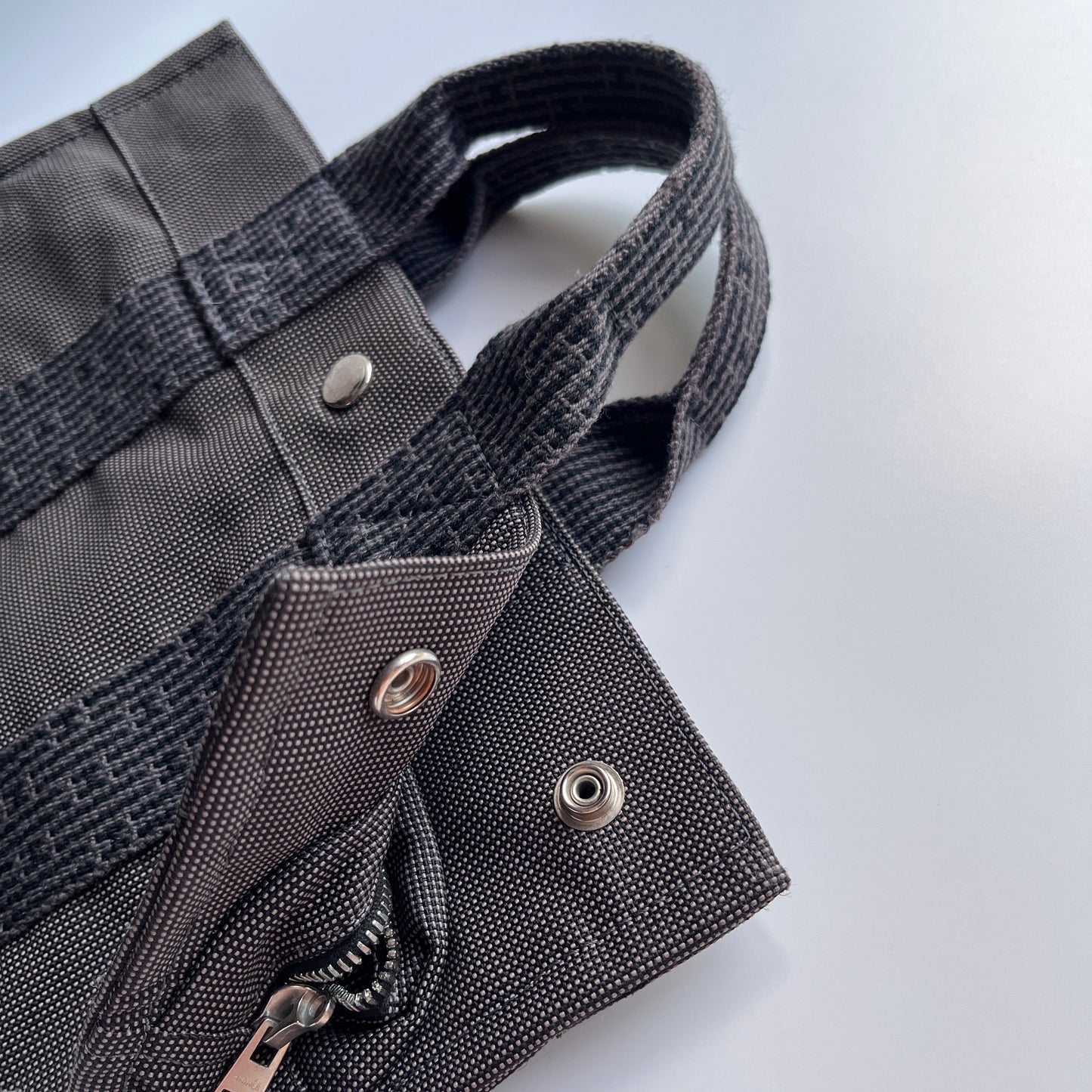 Hermes Herline PM Gray Canvas Tote Bag