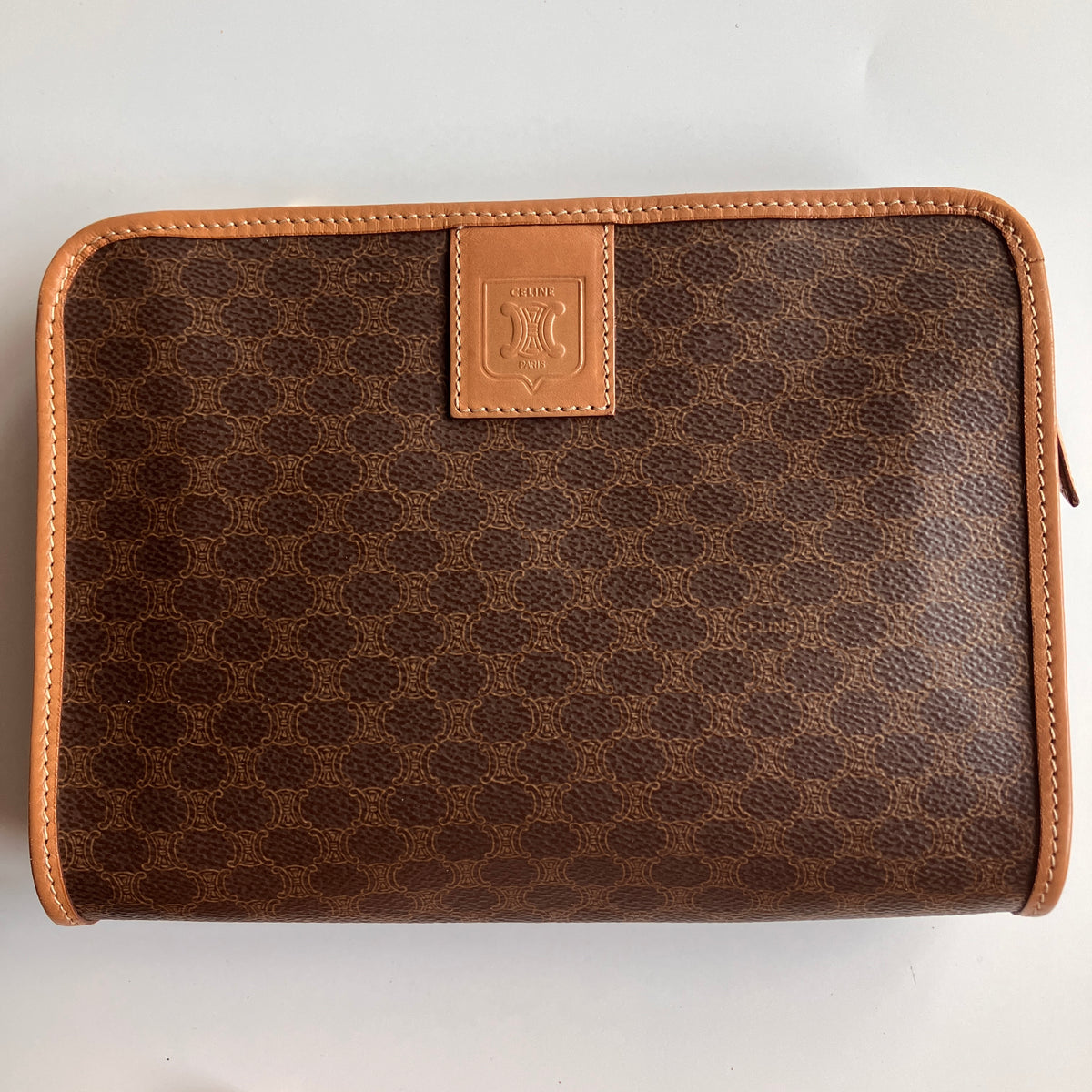 Celine Vintage Macadame Coated Canvas Clutch