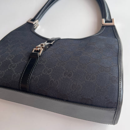 Gucci Vintage Black Jackie Canvas Shoulder Bag