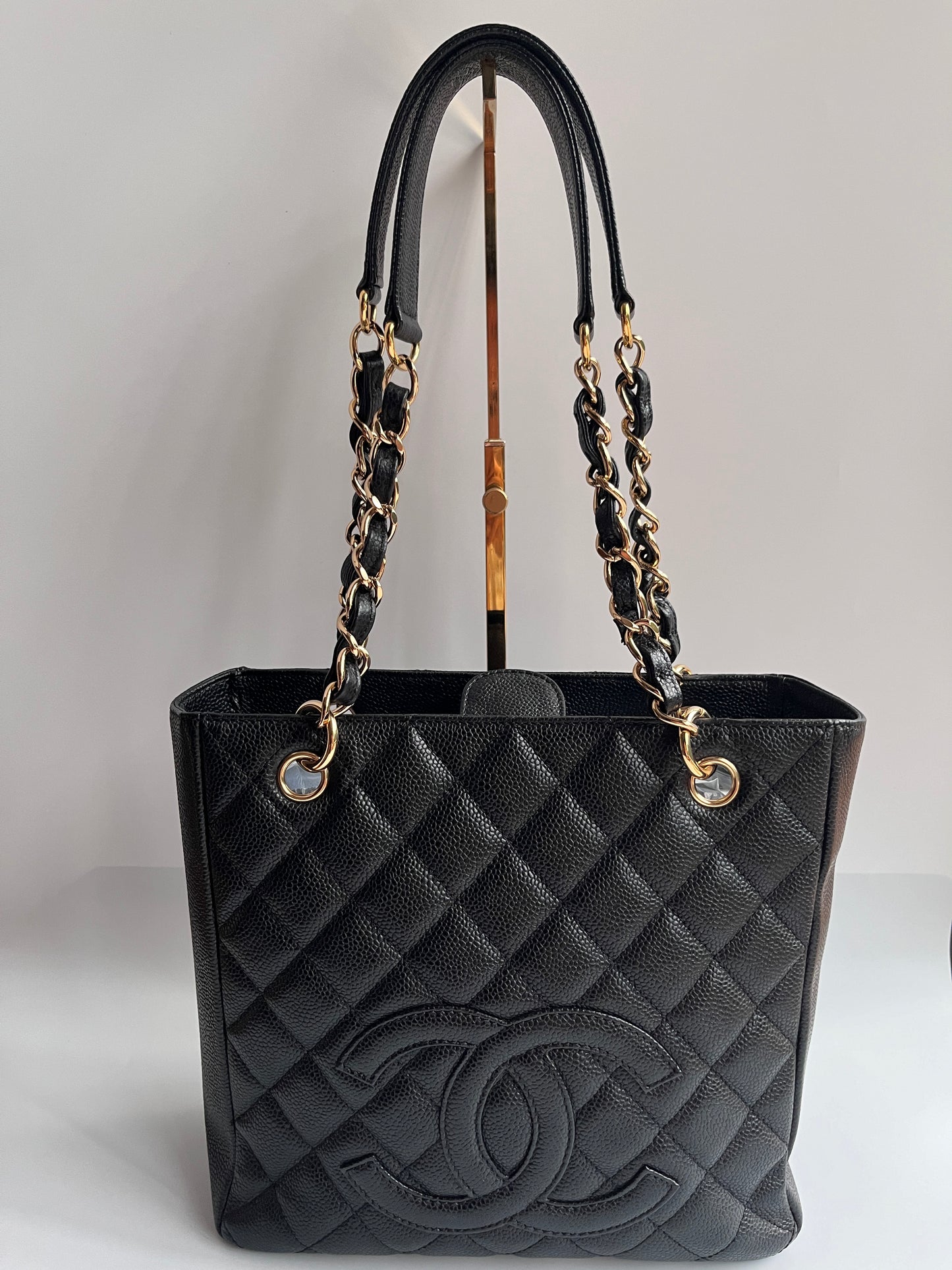 Chanel Vintage Black Caviar PST Tote Bag