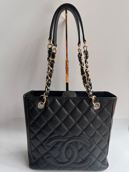 Chanel Vintage Black Caviar PST Tote Bag