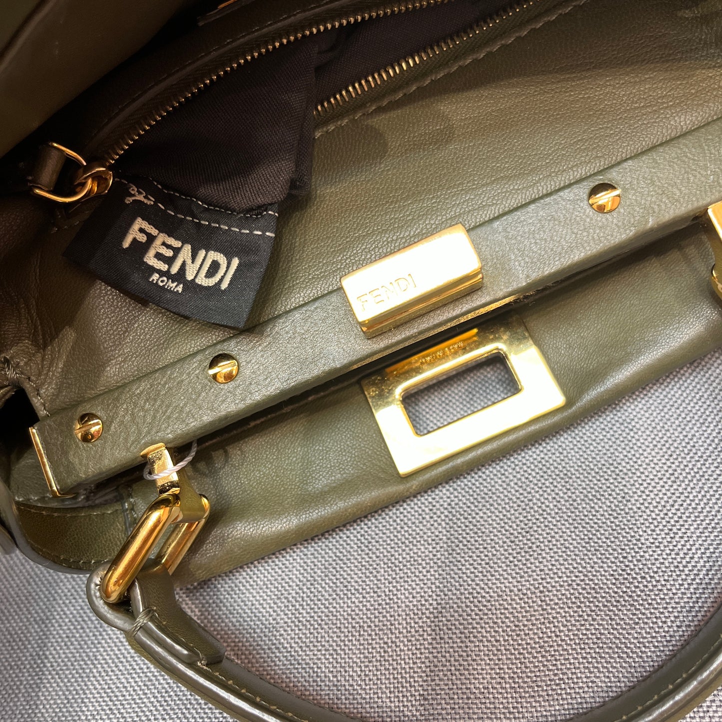 Fendi Peekaboo Mini Olive Green Crossbody Bag