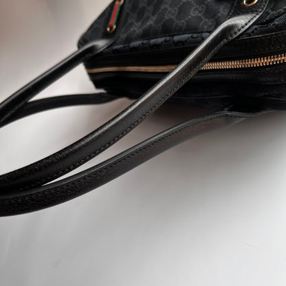 Gucci Princy Black Canvas Sherry Line Shoulder Bag