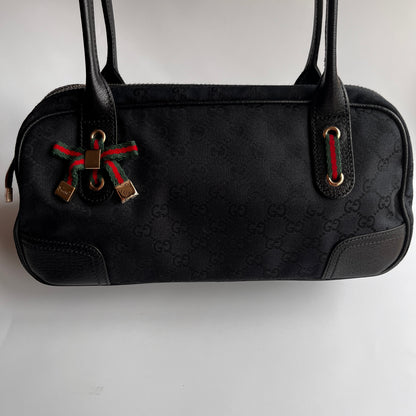 Gucci Princy Black Canvas Sherry Line Shoulder Bag