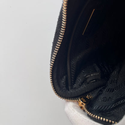 Prada Black Nylon Double Zip Pouch/ Wristlet