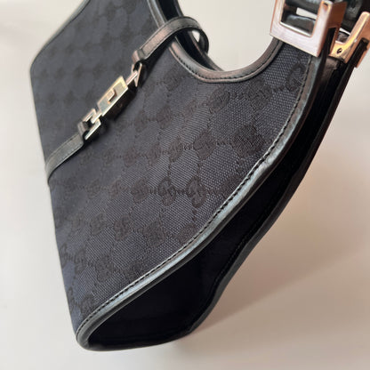 Gucci Vintage Black Jackie Canvas Shoulder Bag