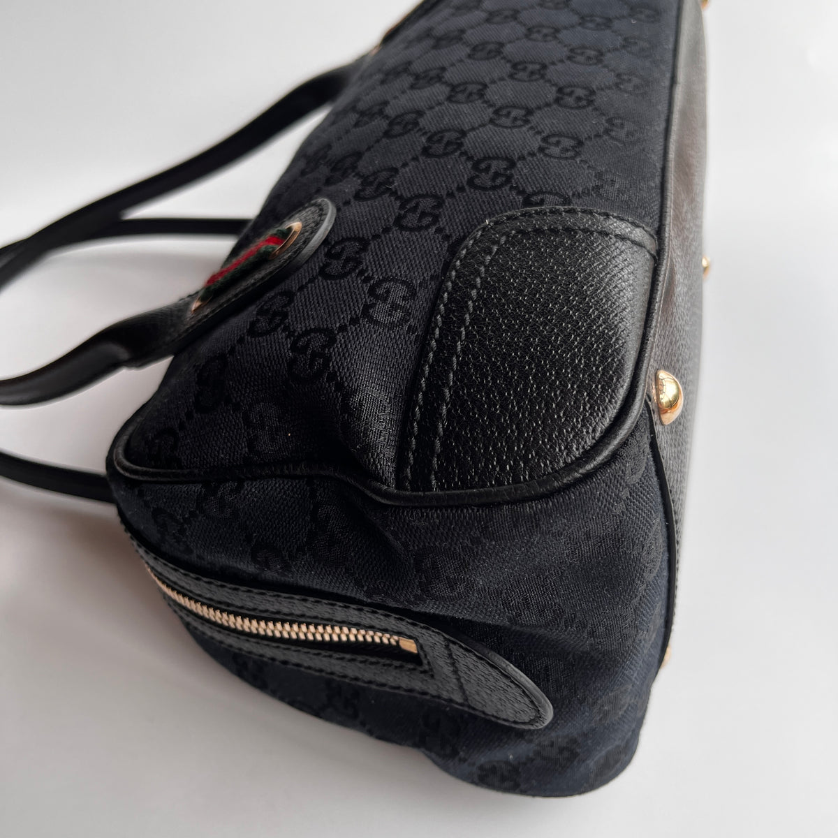 Gucci Princy Black Canvas Sherry Line Shoulder Bag