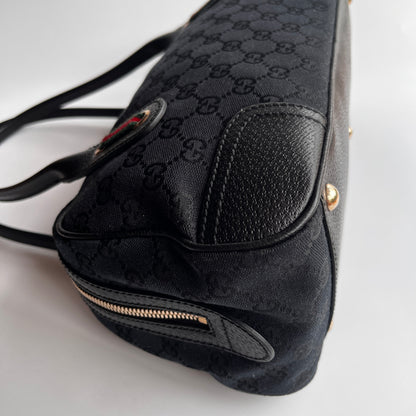 Gucci Princy Black Canvas Sherry Line Shoulder Bag