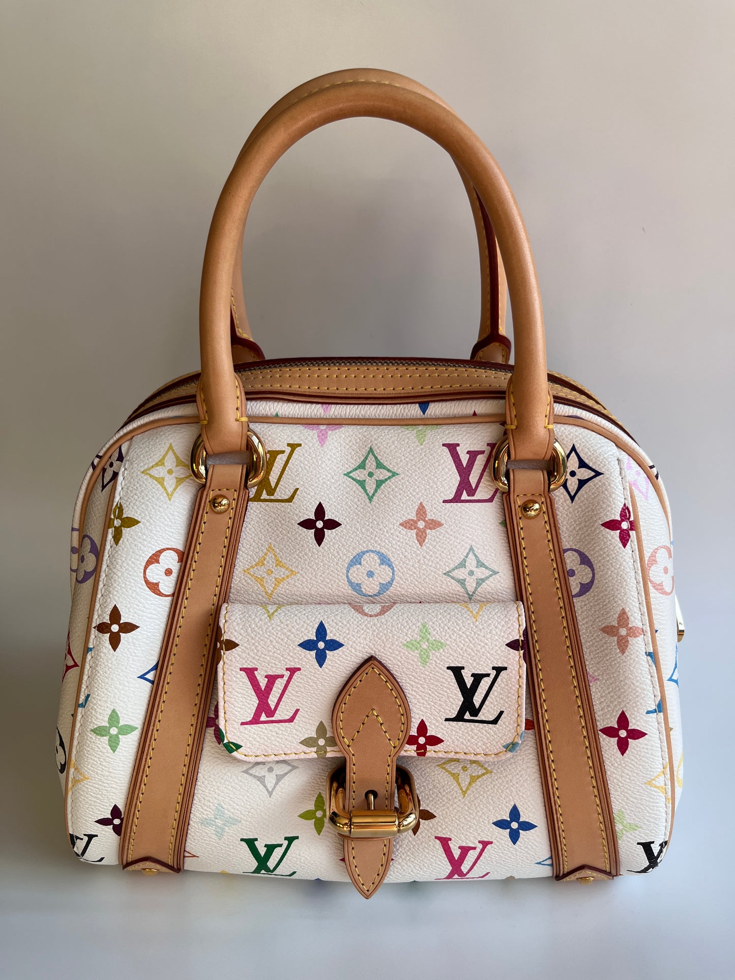 Louis Vuitton x Takashi Murakami White Multicolor Priscilla Handbag