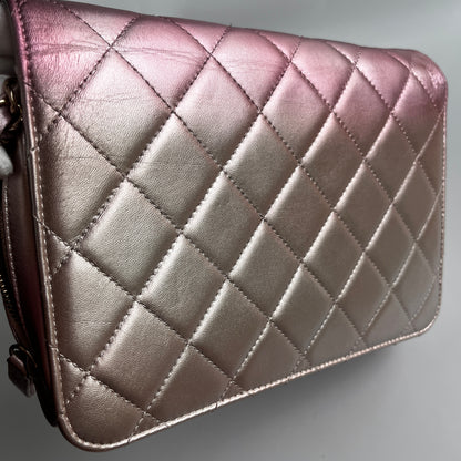 Chanel Quilted Gradient Metallic Lambskin Like A Wallet Flap Crossbody Bag