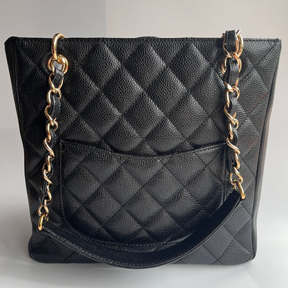 Chanel Vintage Black Caviar PST Tote Bag