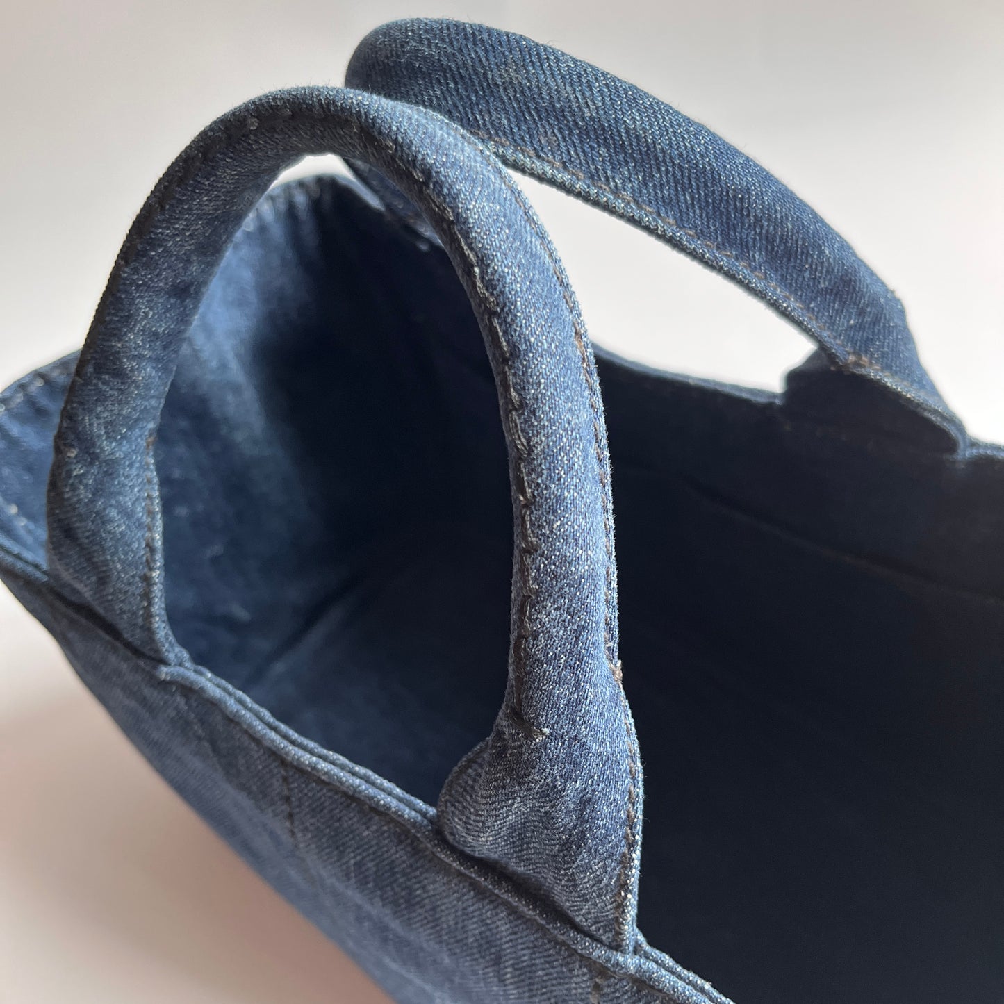 Prada Blue Denim Canapa Top Handle Bag