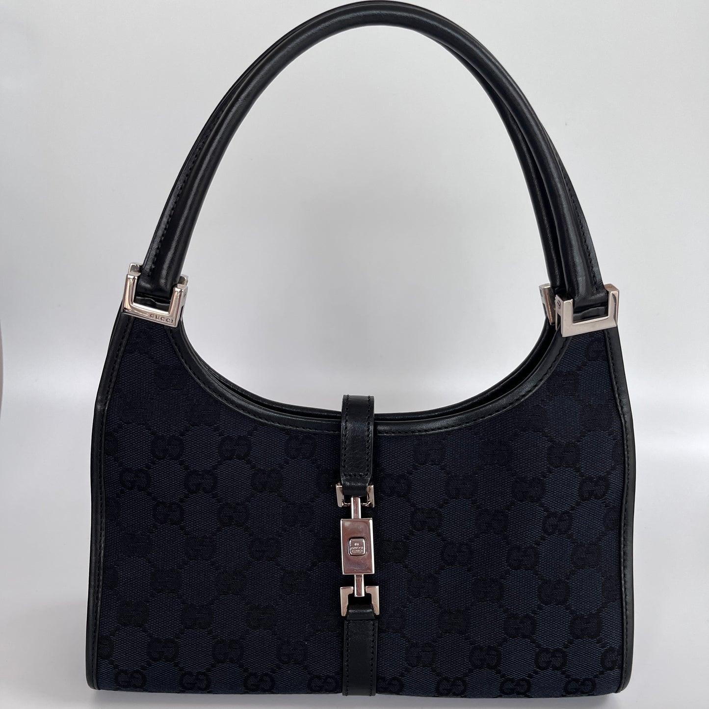 Gucci Vintage Black Jackie Canvas Shoulder Bag